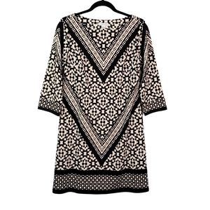 London Times Black White Geometric Vintage Inspired Fashion Dress Women's Size 6